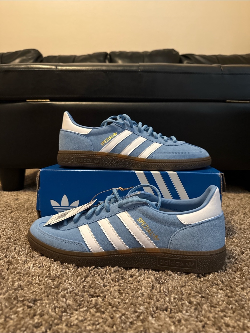 adidas Spezial Suede Sneakers in Light Blue with White Stripes